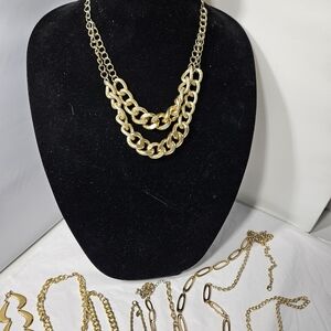 Bundle Lot of 8 Gold-tone Chain Link Necklaces